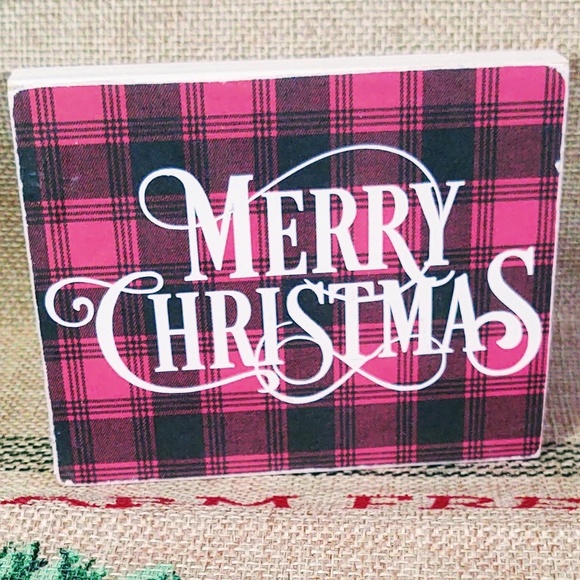 HAND CRAFTED MINI WOOD SIGN/TIERED TRAY DECOR/MERRY CHRISTMAS SIGN/SHELF SITTER - Picture 1 of 2